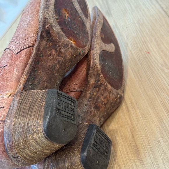 Corral Floral Embroidered Leather Cowboy Boots Brown Size 6.5 - Picture 8 of 12